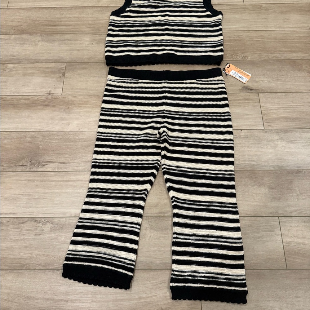 Striped Black and White Knit Set
